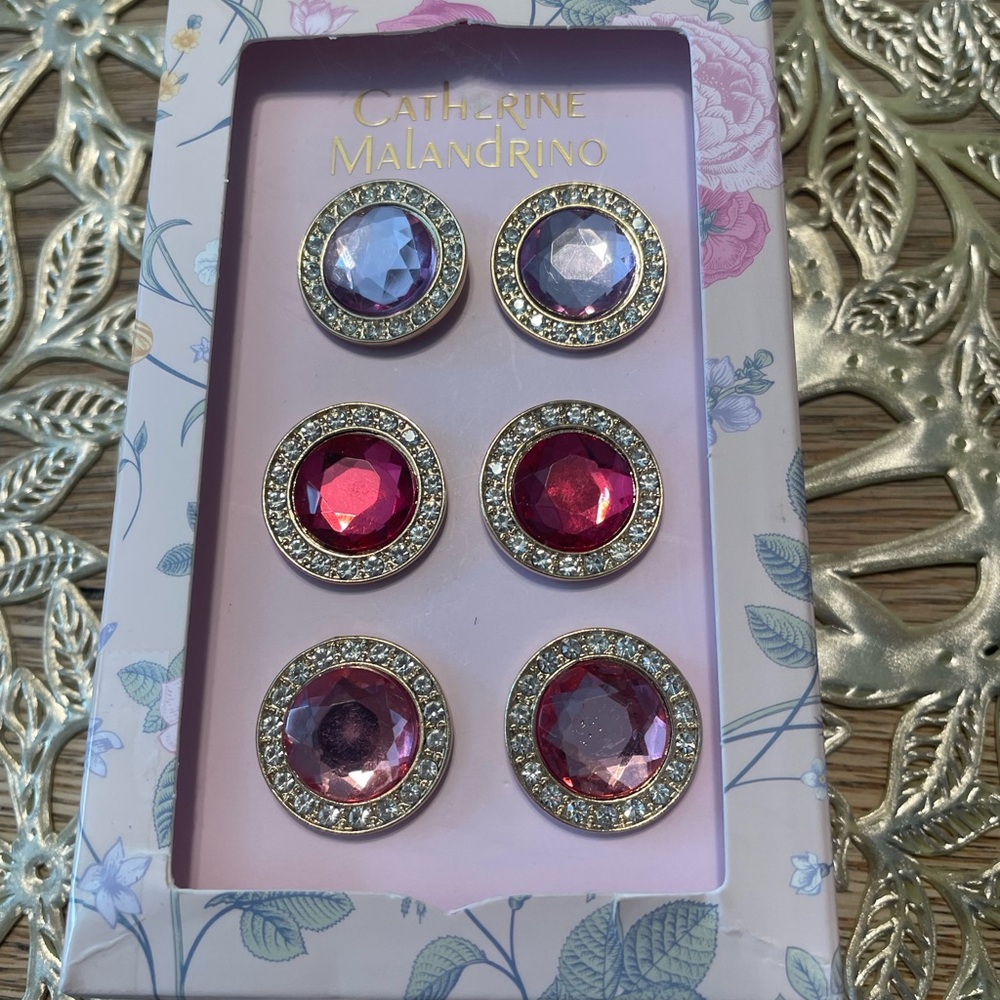 Catherine Malandrino Pink and Purple Stud Earrings